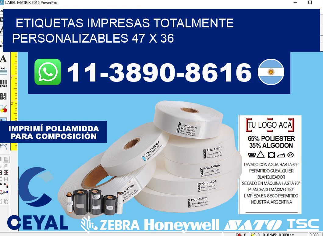 etiquetas impresas totalmente personalizables 47 x 36
