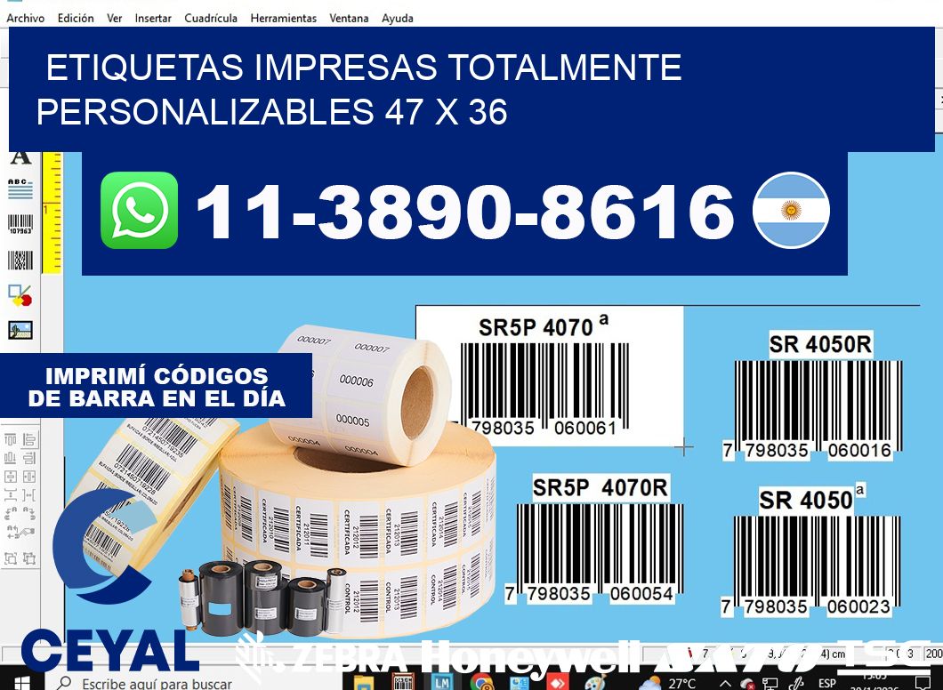 etiquetas impresas totalmente personalizables 47 x 36