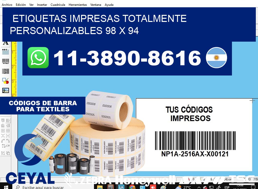 etiquetas impresas totalmente personalizables 98 x 94