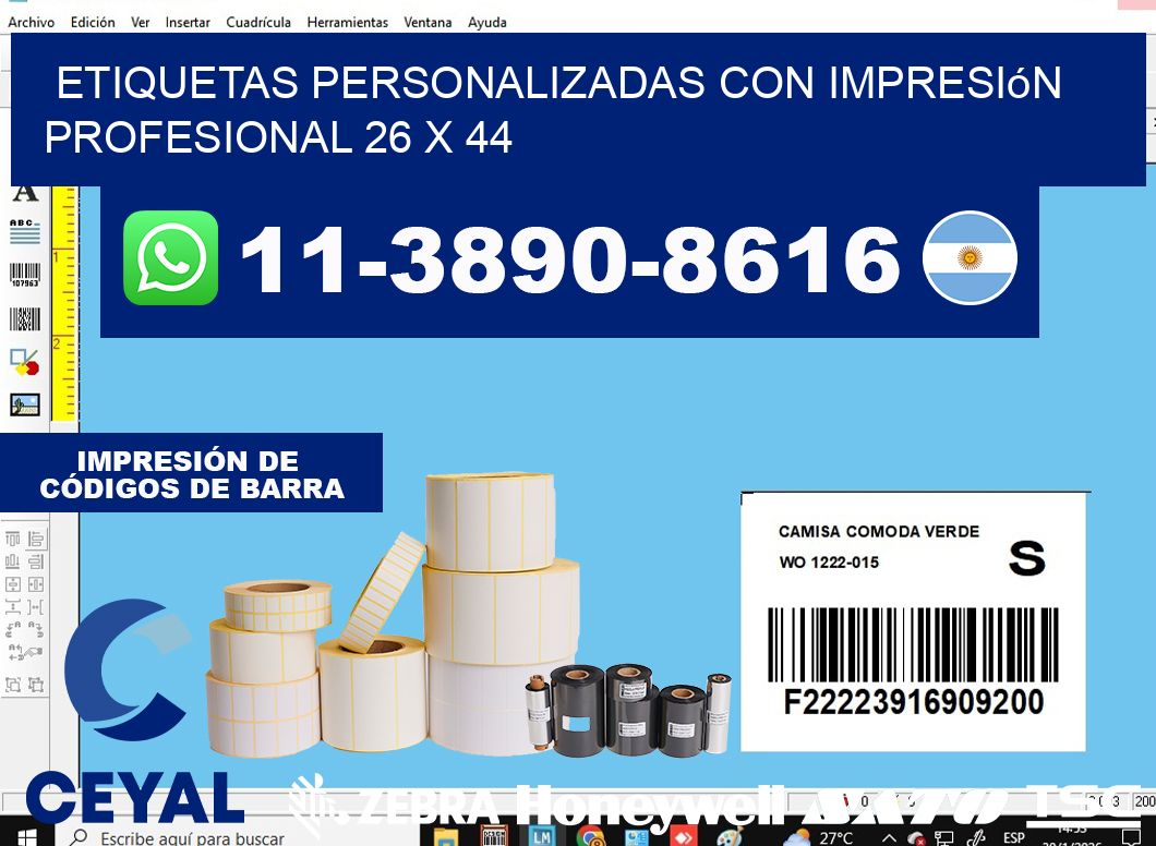 etiquetas personalizadas con impresión profesional 26 x 44