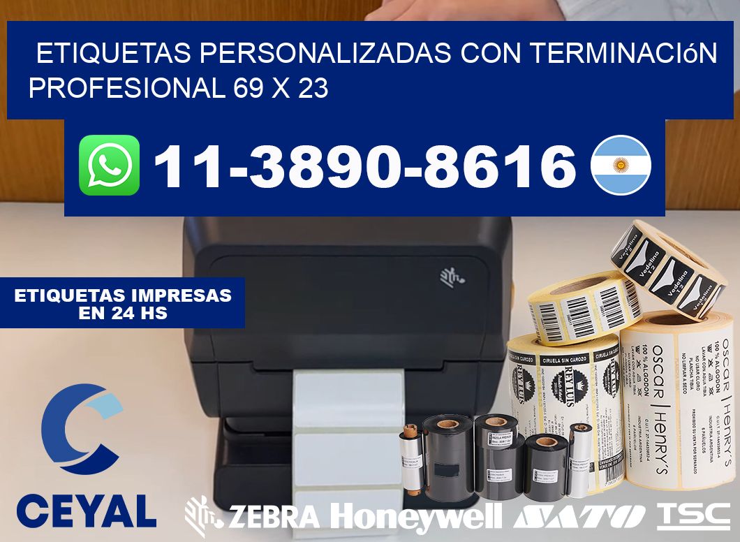 etiquetas personalizadas con terminación profesional 69 x 23