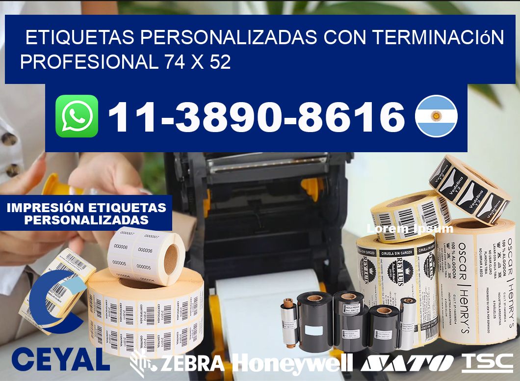 etiquetas personalizadas con terminación profesional 74 x 52
