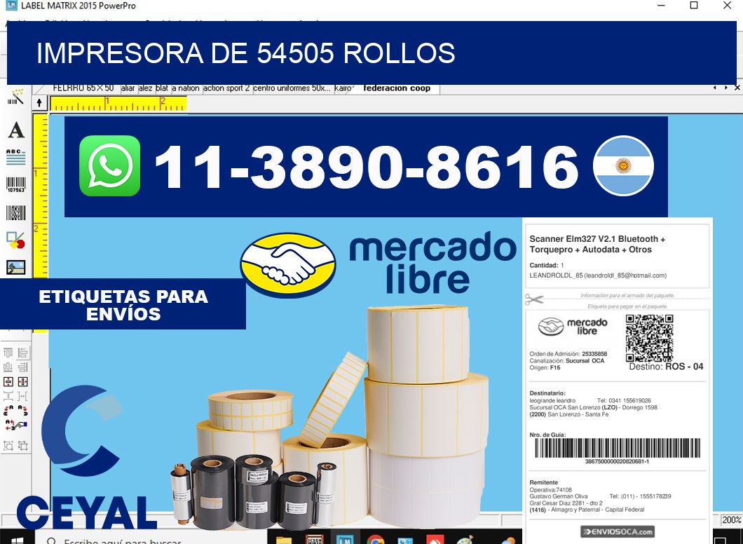 impresora de 54505 rollos