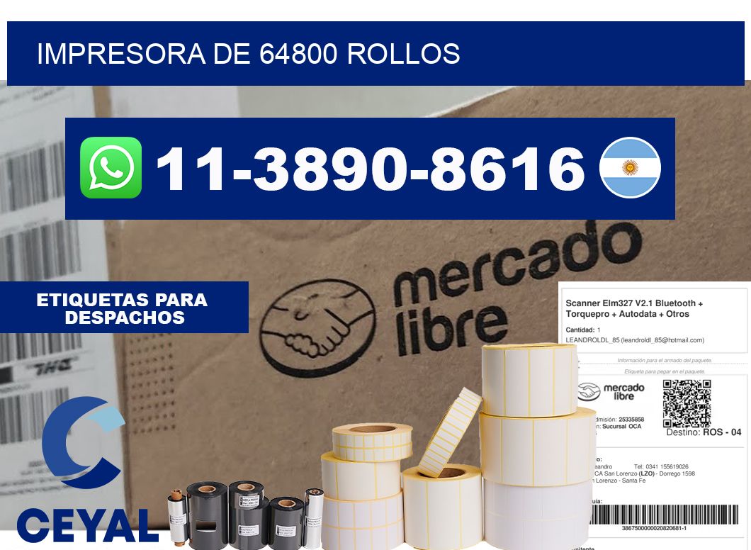 impresora de 64800 rollos