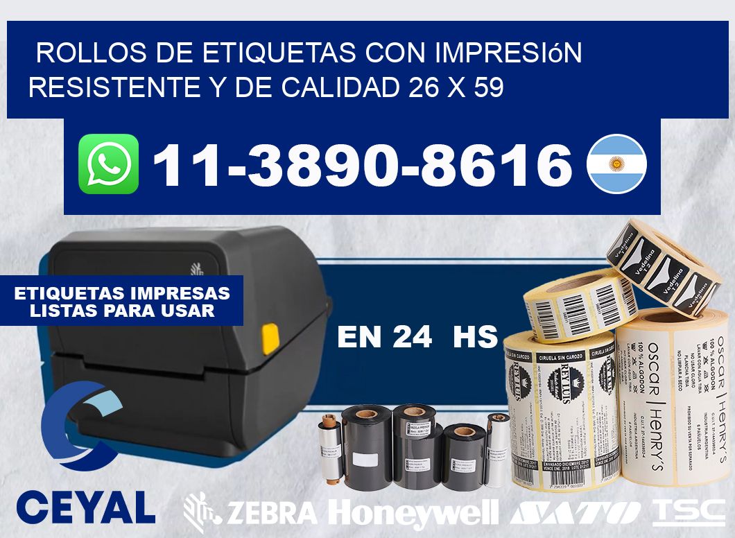 rollos de etiquetas con impresión resistente y de calidad 26 x 59