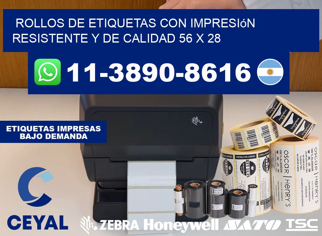 rollos de etiquetas con impresión resistente y de calidad 56 x 28