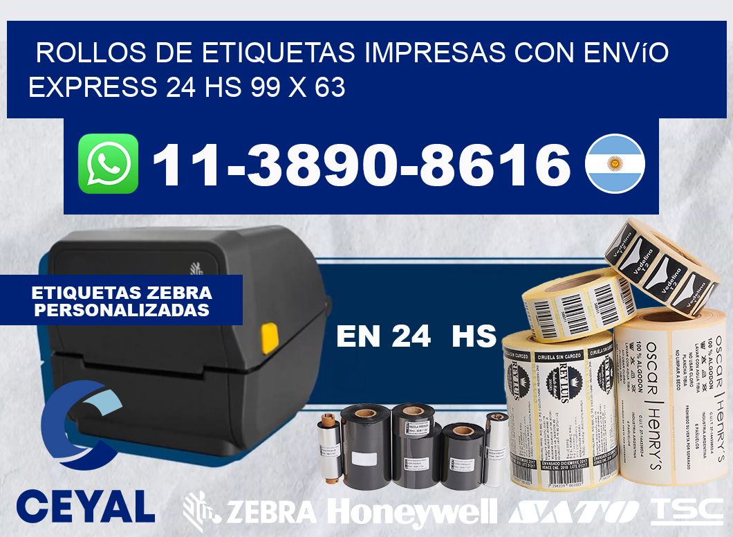 rollos de etiquetas impresas con envío express 24 hs 99 x 63