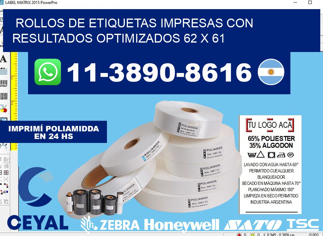 rollos de etiquetas impresas con resultados optimizados 62 x 61