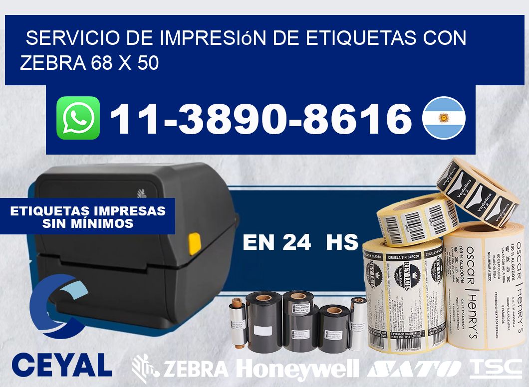 servicio de impresión de etiquetas con Zebra 68 x 50