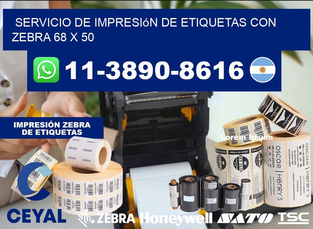 servicio de impresión de etiquetas con Zebra 68 x 50