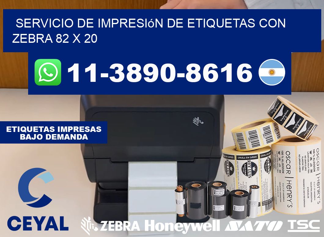 servicio de impresión de etiquetas con Zebra 82 x 20