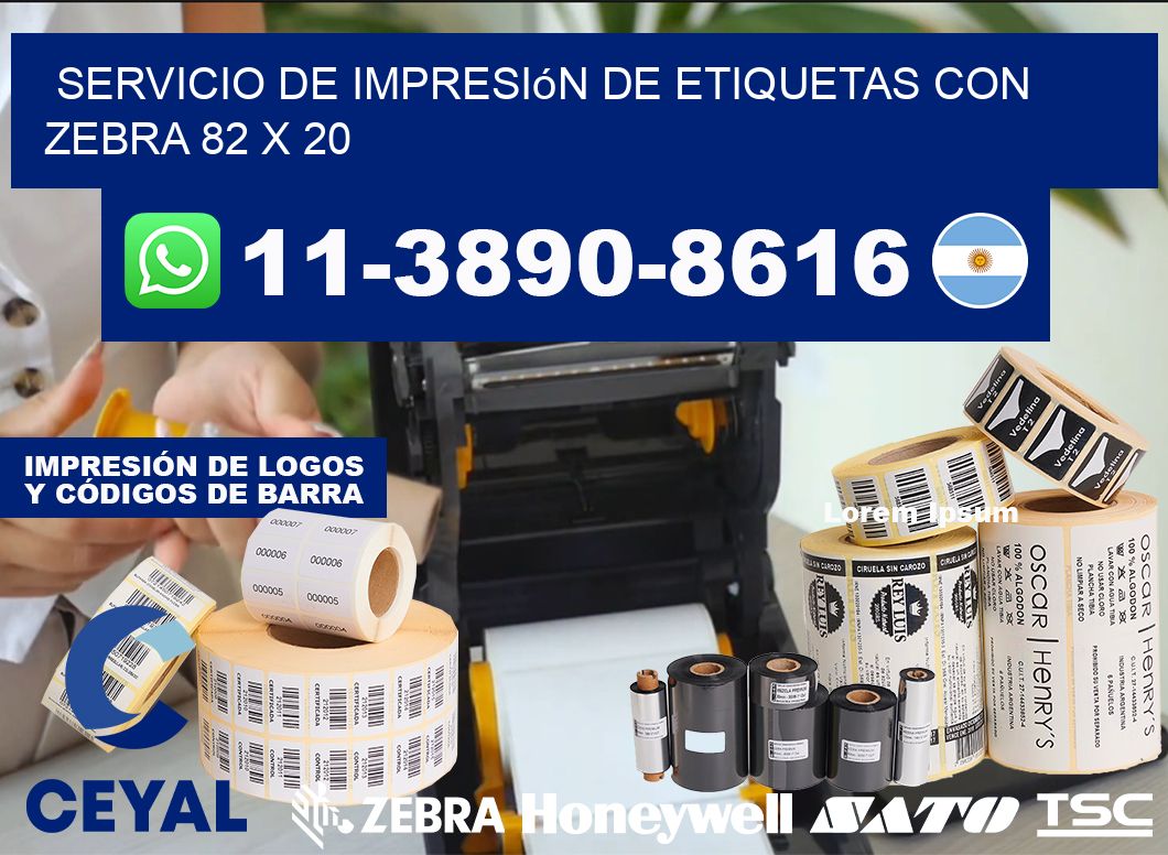 servicio de impresión de etiquetas con Zebra 82 x 20