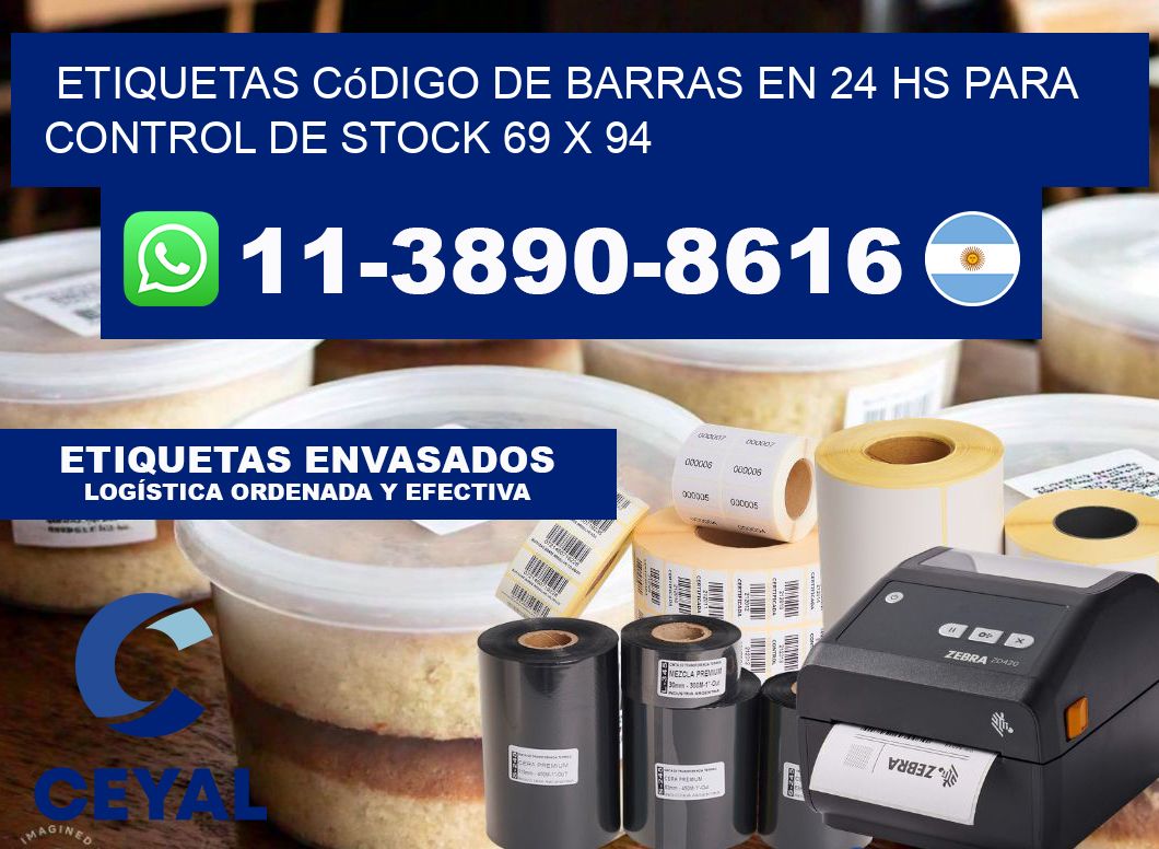 Etiquetas código de barras en 24 hs para control de stock 69 x 94
