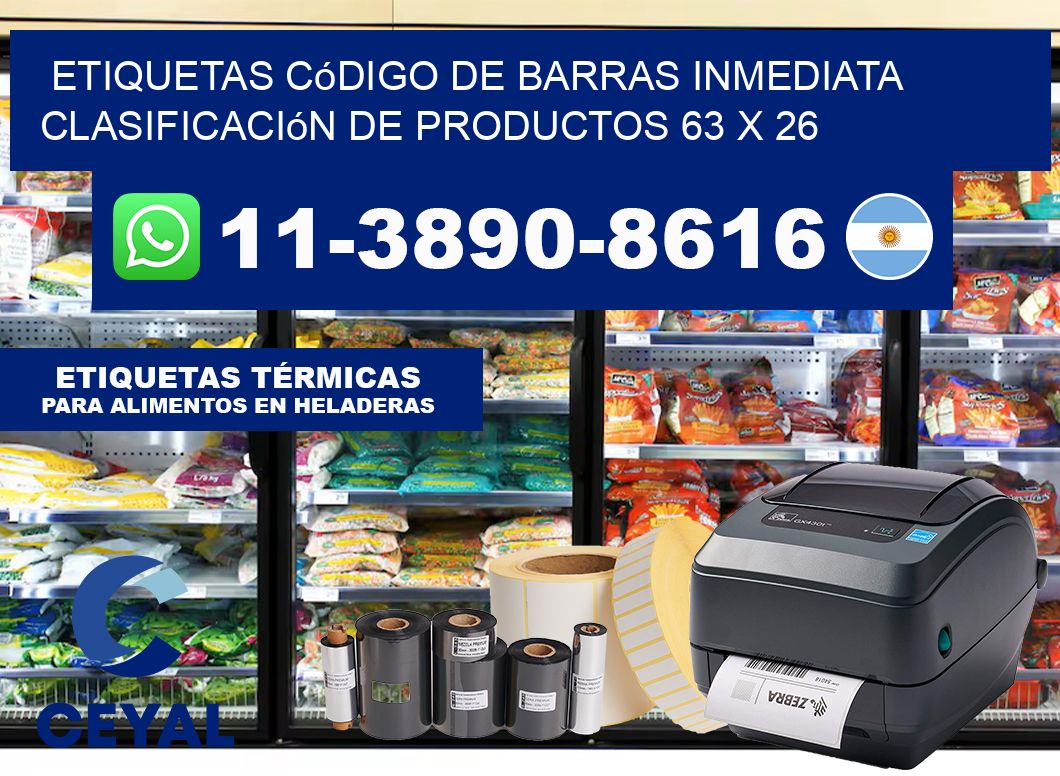 Etiquetas código de barras inmediata clasificación de productos 63 x 26