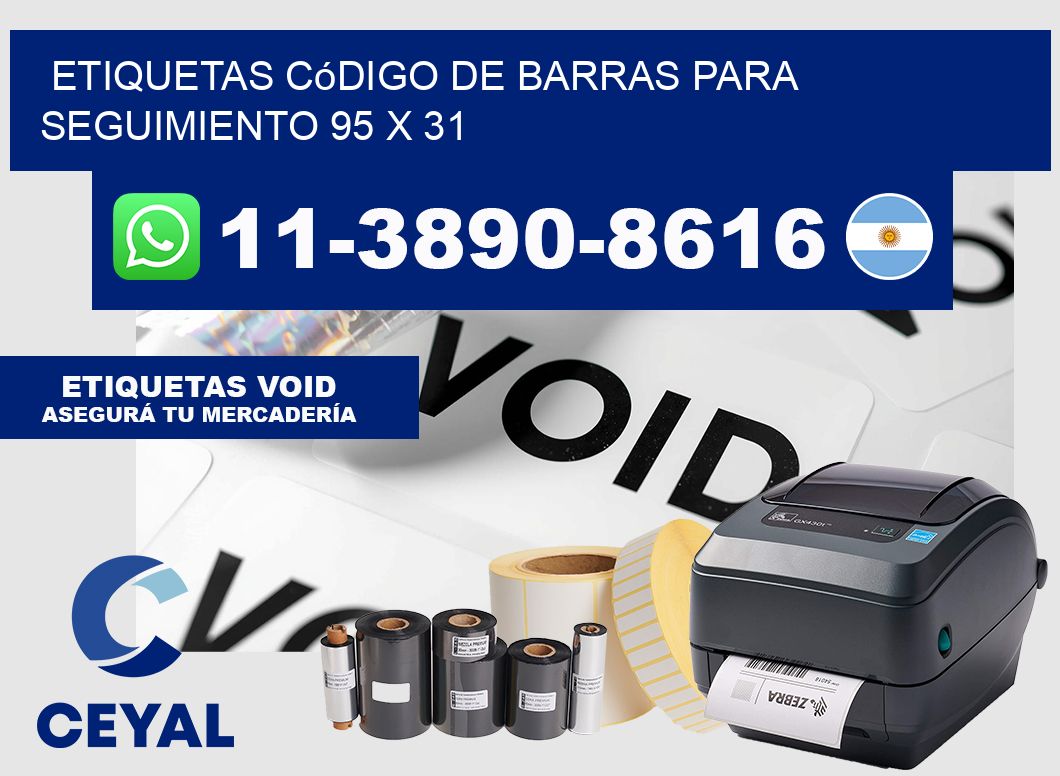 Etiquetas código de barras para seguimiento 95 x 31