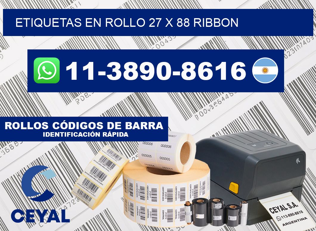 Etiquetas en rollo 27 x 88 ribbon