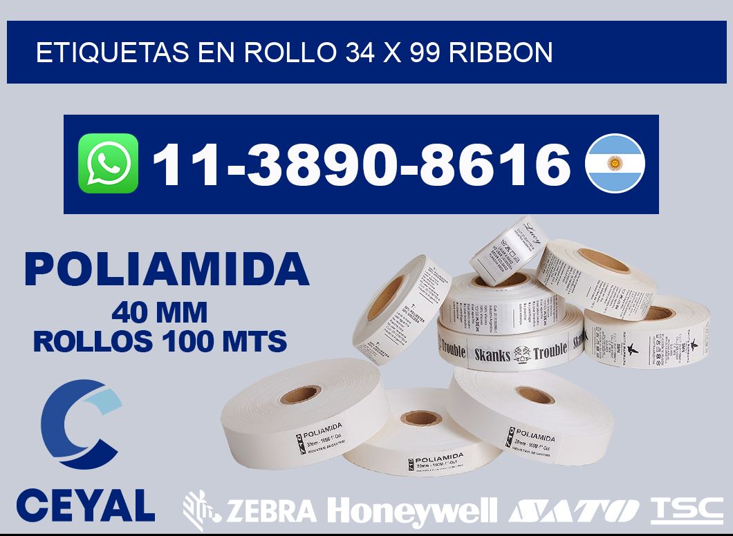 Etiquetas en rollo 34 x 99 ribbon