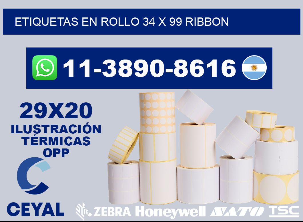 Etiquetas en rollo 34 x 99 ribbon