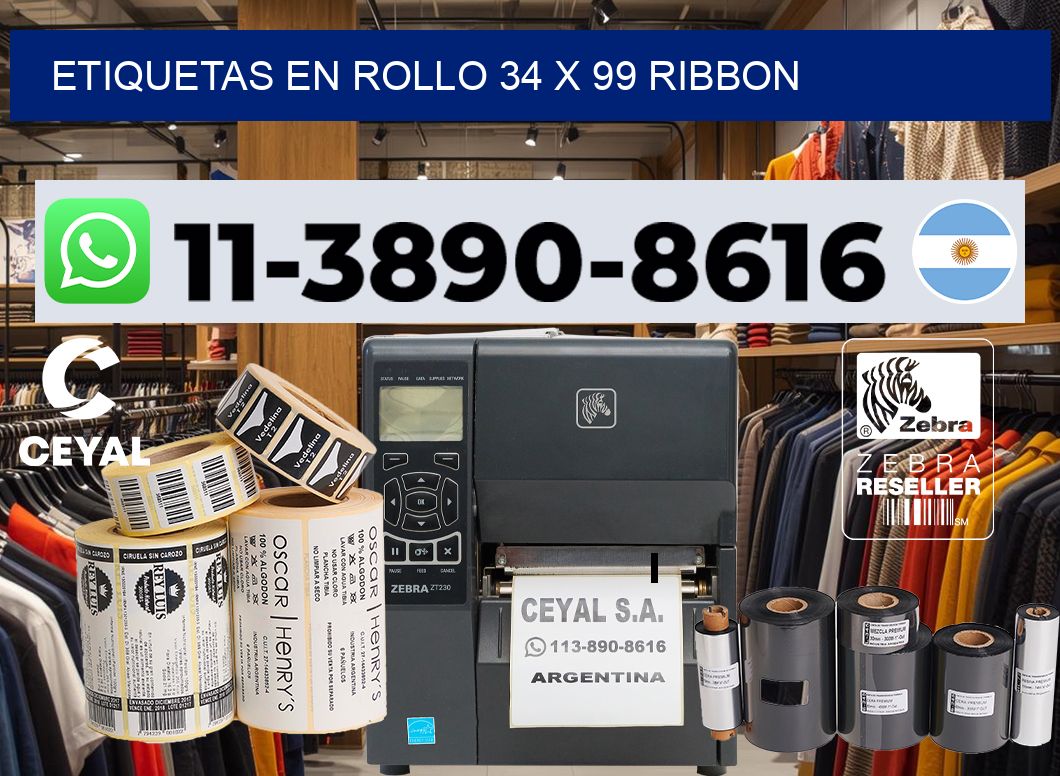 Etiquetas en rollo 34 x 99 ribbon