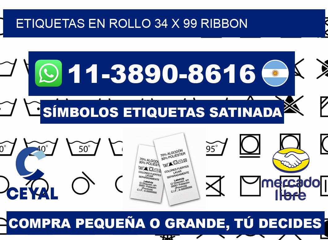 Etiquetas en rollo 34 x 99 ribbon