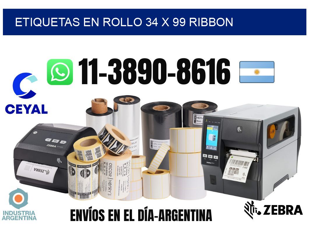 Etiquetas en rollo 34 x 99 ribbon