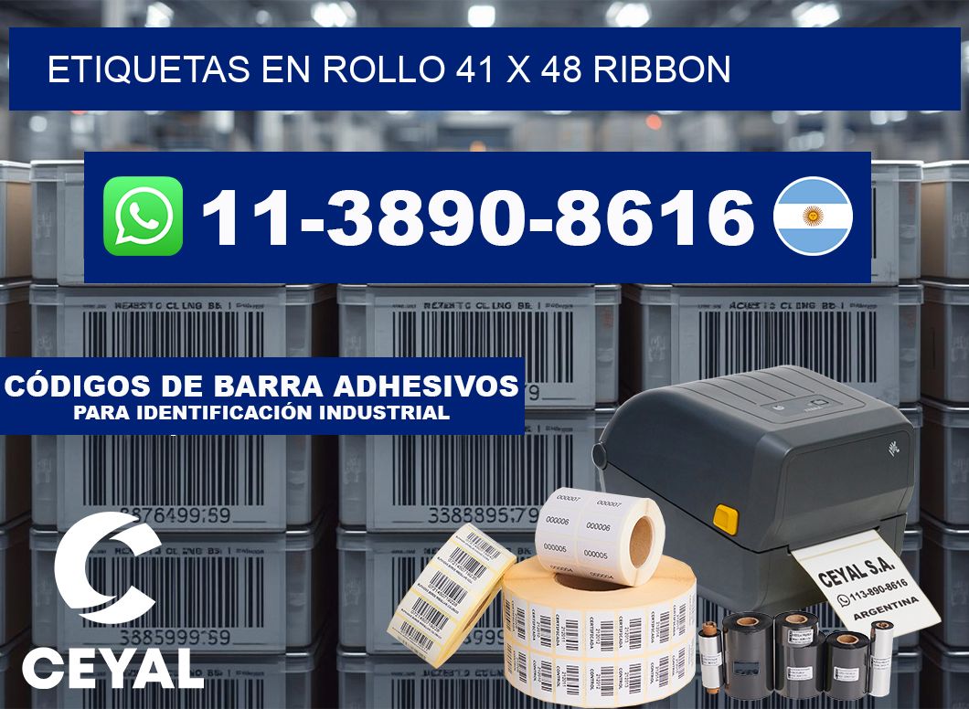 Etiquetas en rollo 41 x 48 ribbon