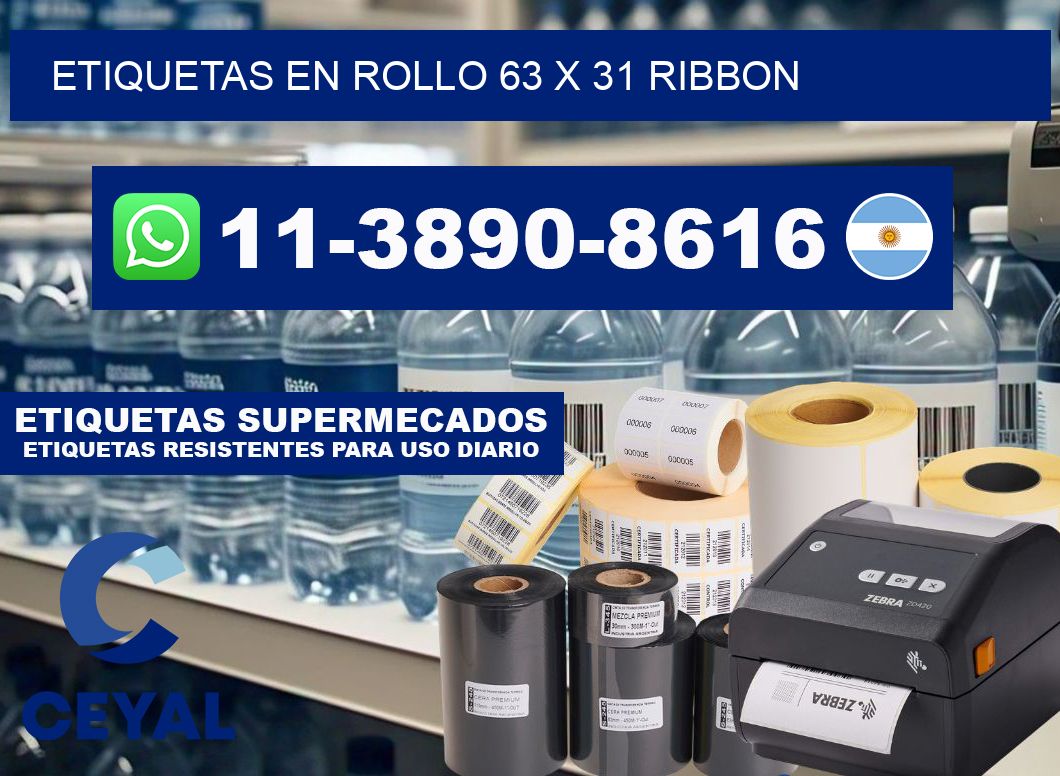 Etiquetas en rollo 63 x 31 ribbon