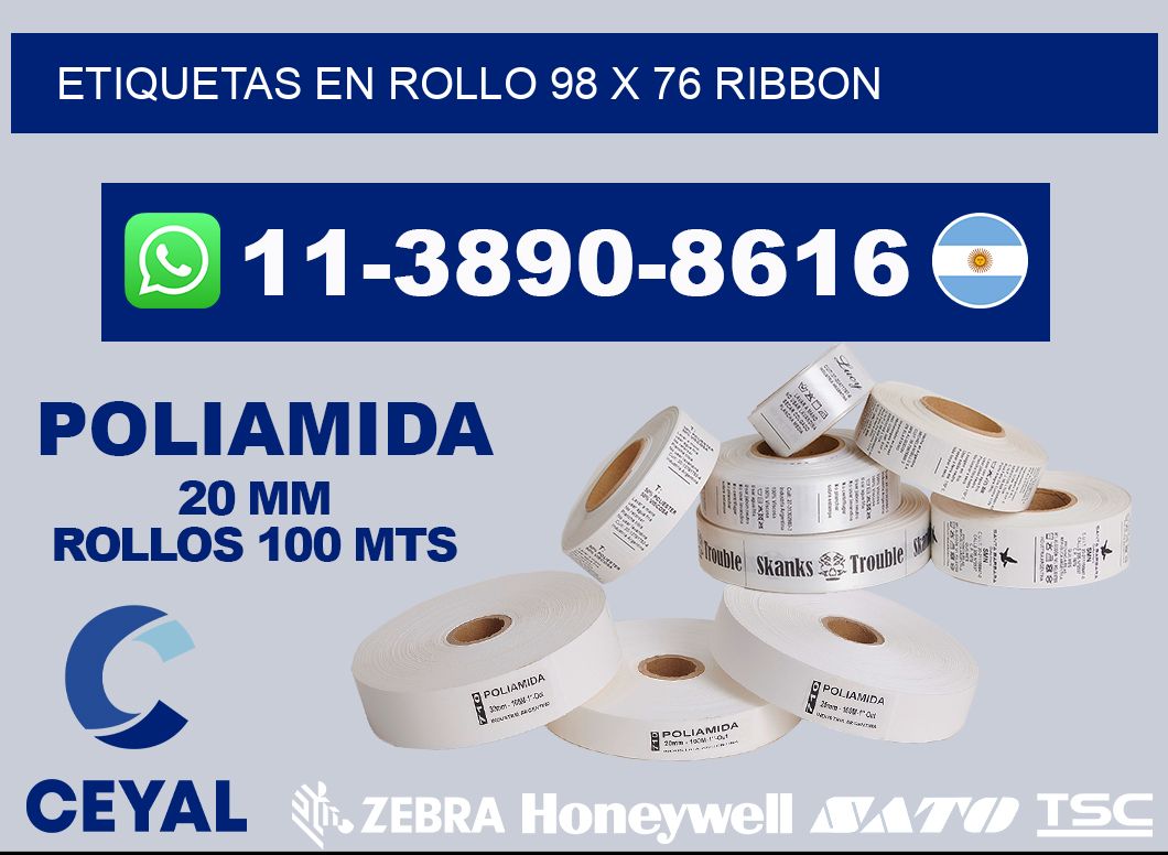 Etiquetas en rollo 98 x 76 ribbon
