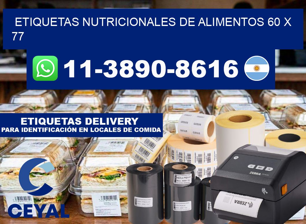 Etiquetas nutricionales de alimentos 60 x 77