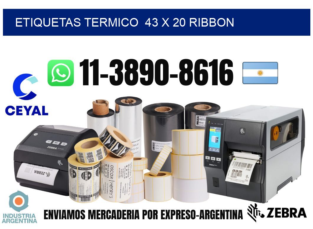 Etiquetas termico  43 x 20 ribbon