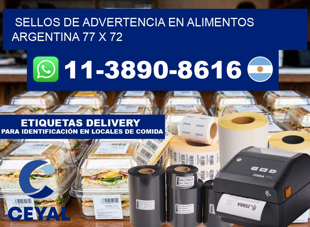 Sellos de advertencia en Alimentos argentina 77 x 72
