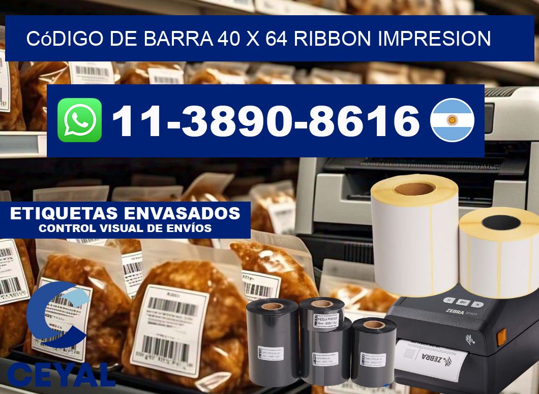 código de barra 40 x 64 ribbon impresion