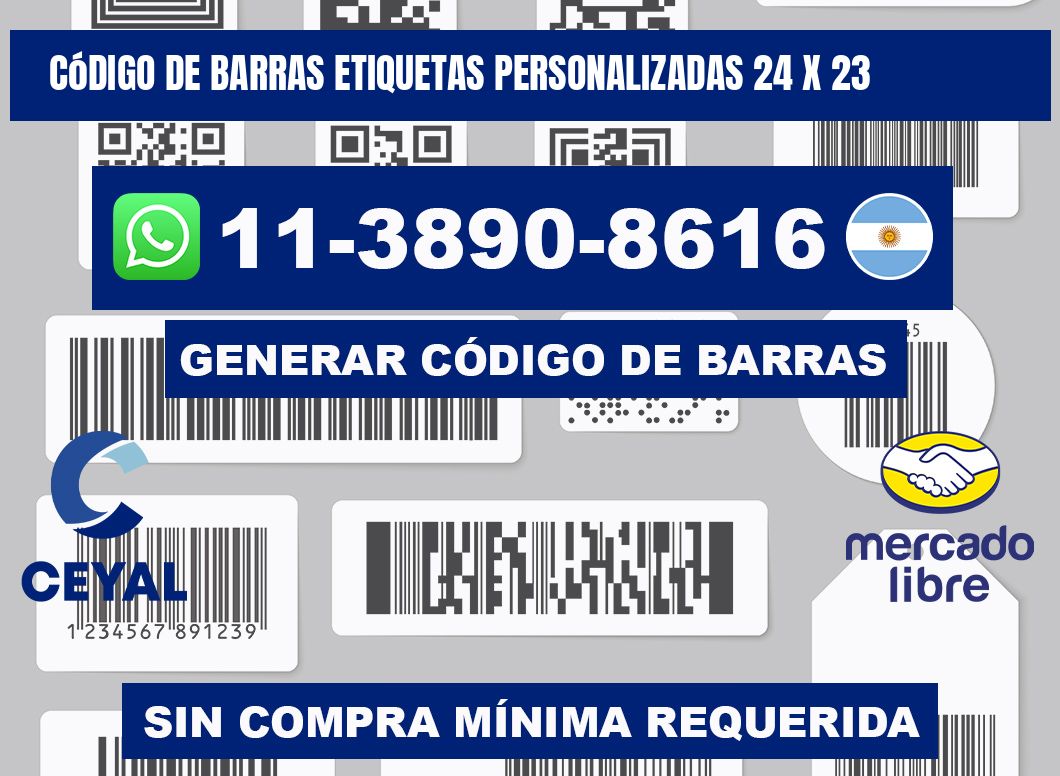 código de barras etiquetas personalizadas 24 x 23