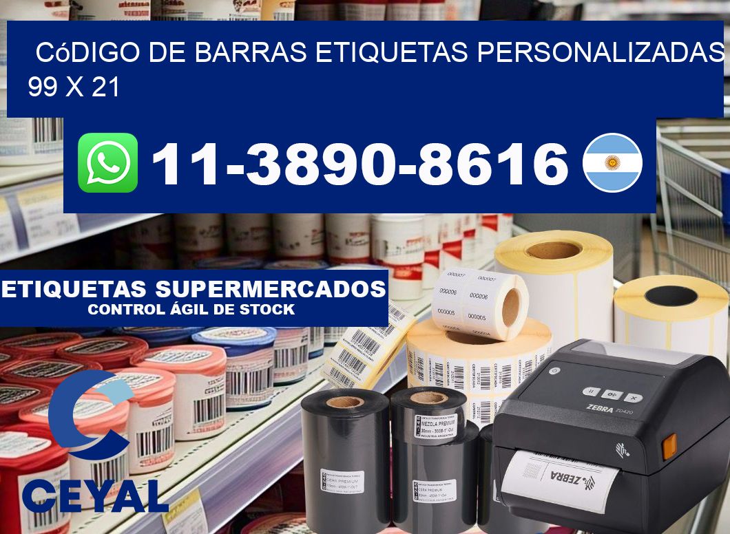 código de barras etiquetas personalizadas 99 x 21