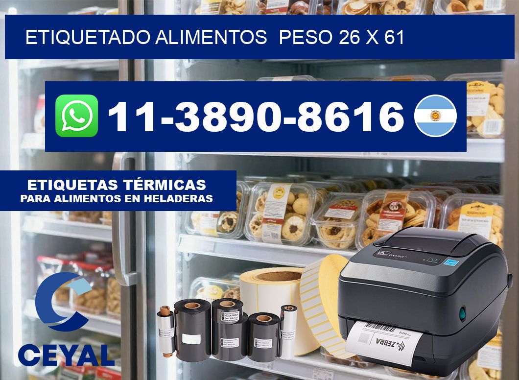 etiquetado alimentos  Peso 26 x 61