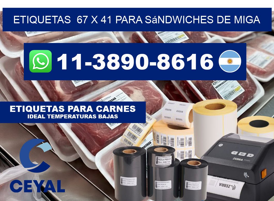 etiquetas  67 x 41 para Sándwiches de miga