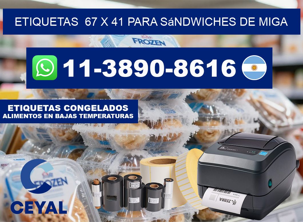 etiquetas  67 x 41 para Sándwiches de miga