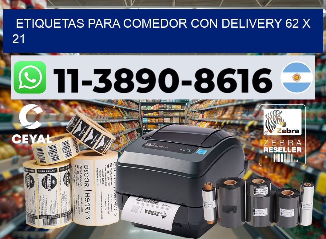etiquetas para Comedor con delivery 62 x 21