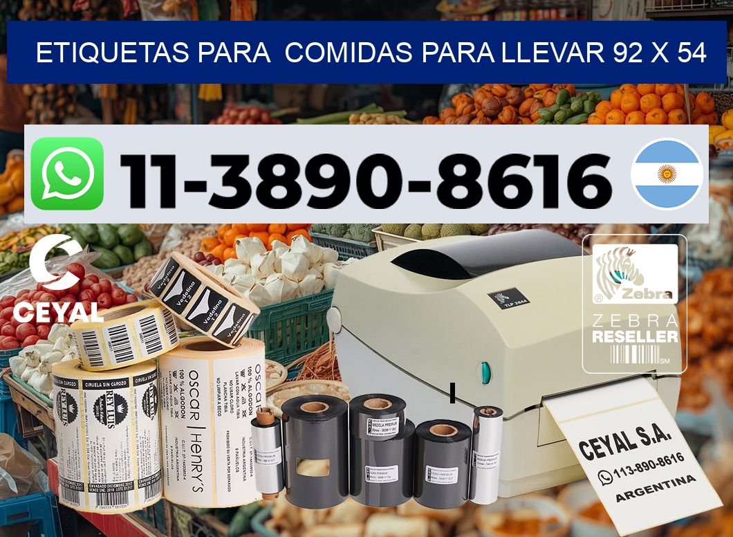 etiquetas para  Comidas para llevar 92 x 54