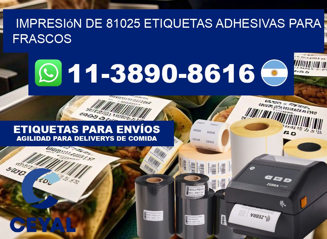 impresión de 81025 etiquetas adhesivas para frascos