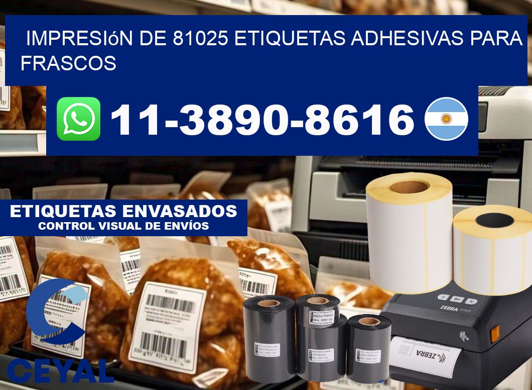 impresión de 81025 etiquetas adhesivas para frascos