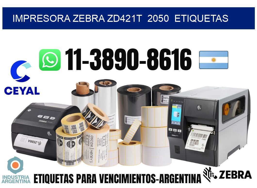 impresora zebra zd421t  2050  etiquetas