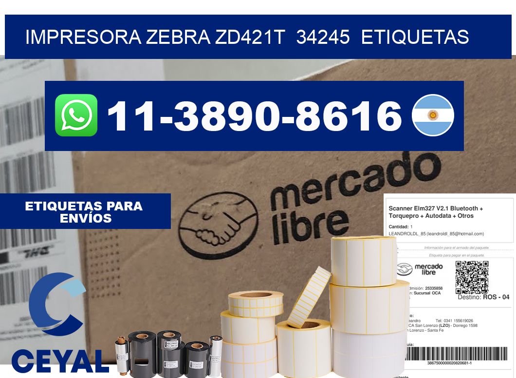 impresora zebra zd421t 34245 etiquetas
