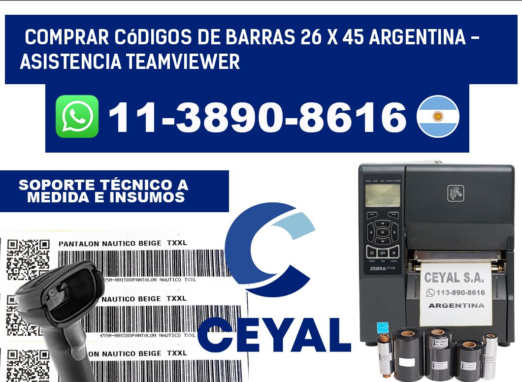 Comprar códigos de barras 26 x 45 argentina - asistencia teamviewer