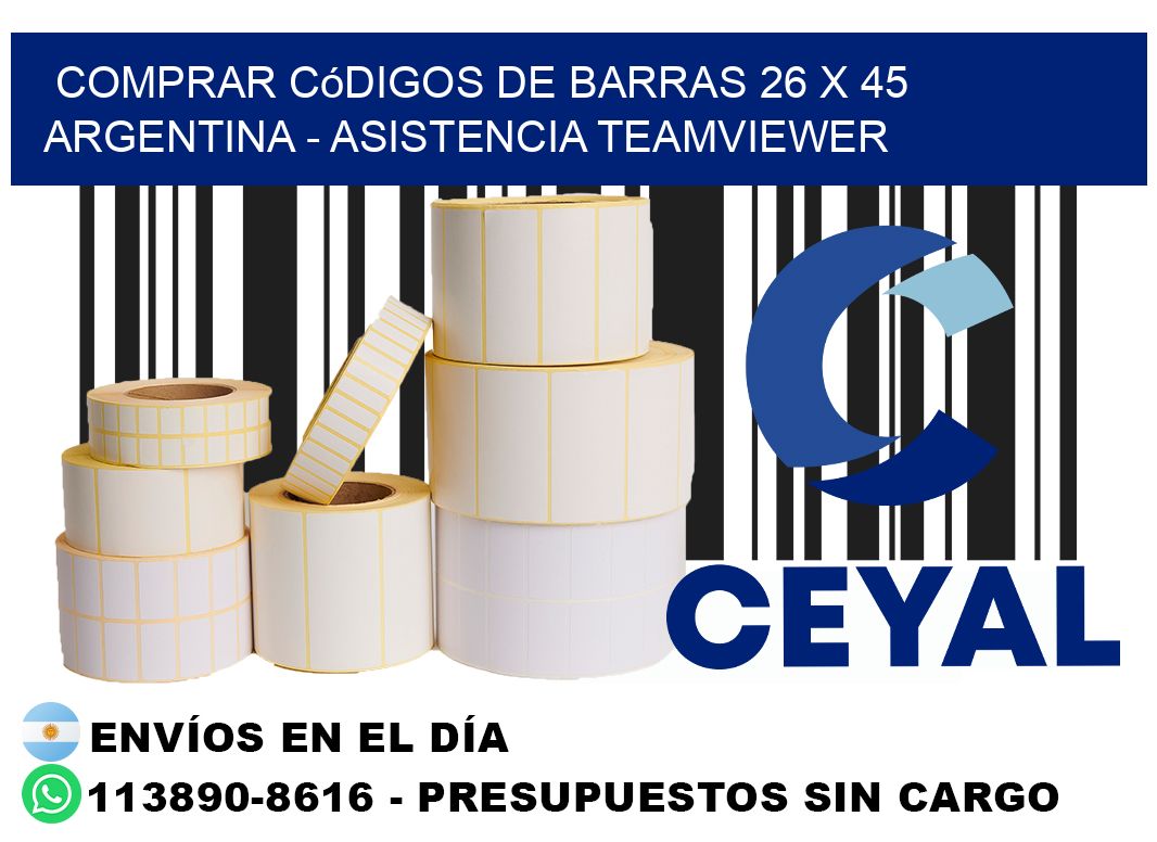 Comprar códigos de barras 26 x 45 argentina - asistencia teamviewer