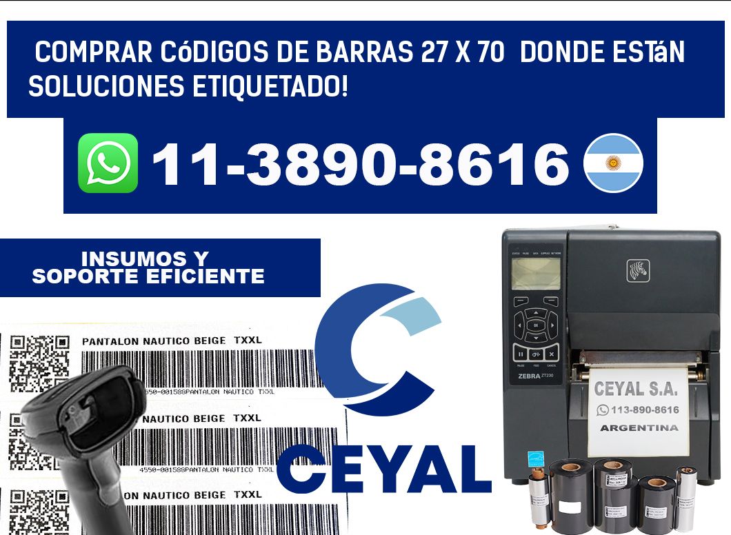 Comprar códigos de barras 27 x 70  donde están soluciones etiquetado!