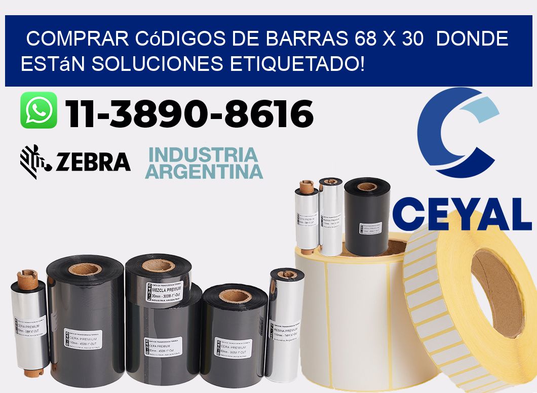 Comprar códigos de barras 68 x 30  donde están soluciones etiquetado!