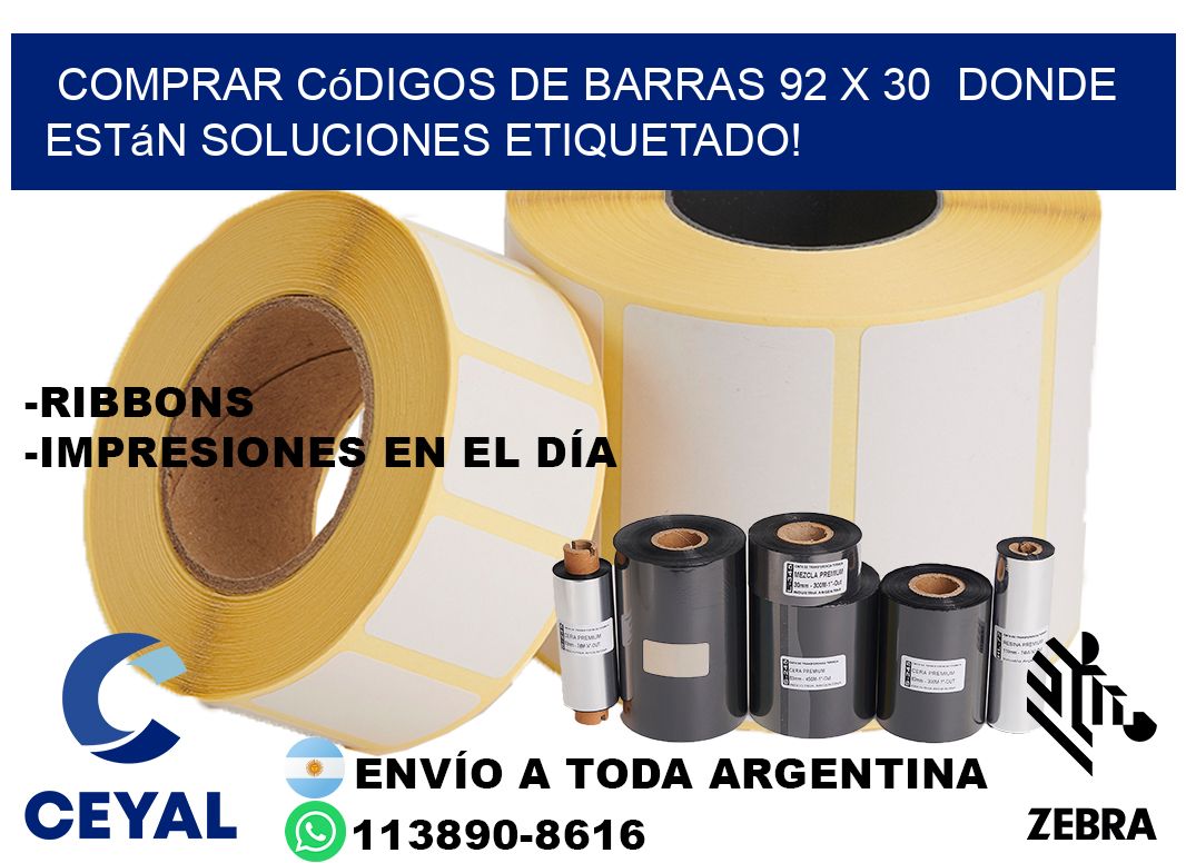 Comprar códigos de barras 92 x 30  donde están soluciones etiquetado!