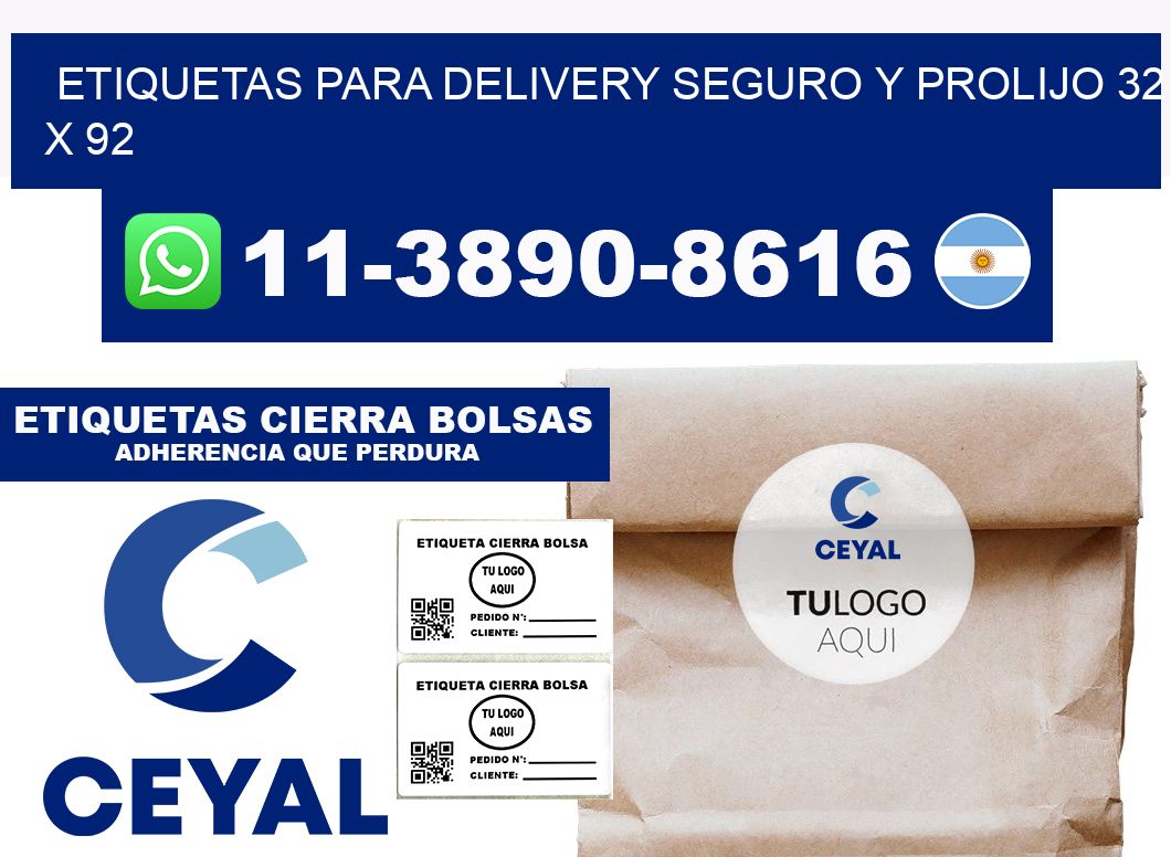 ETIQUETAS PARA DELIVERY SEGURO Y PROLIJO 32 x 92