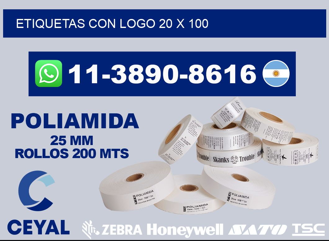 Etiquetas con logo 20 x 100
